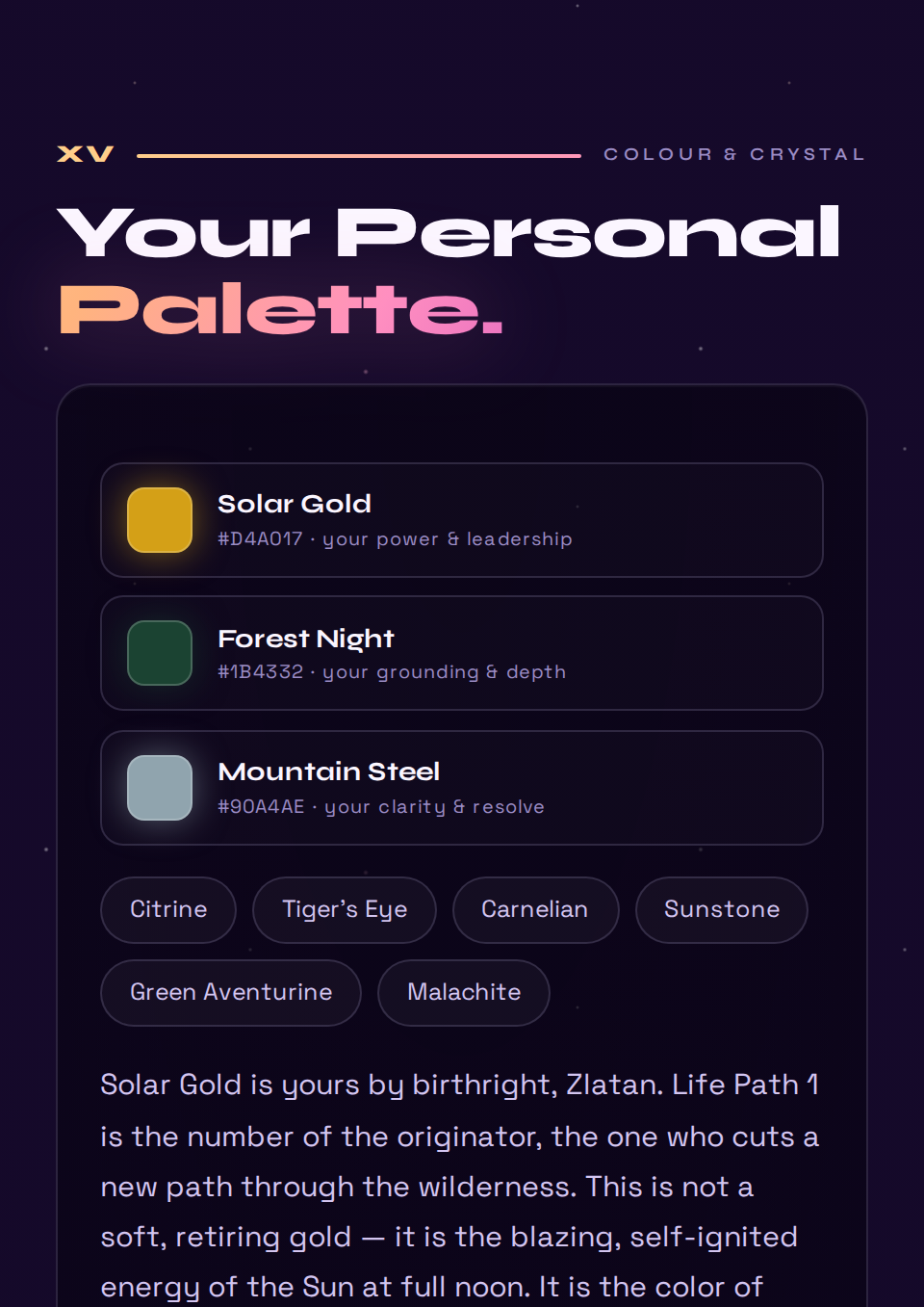 Colour Palette page